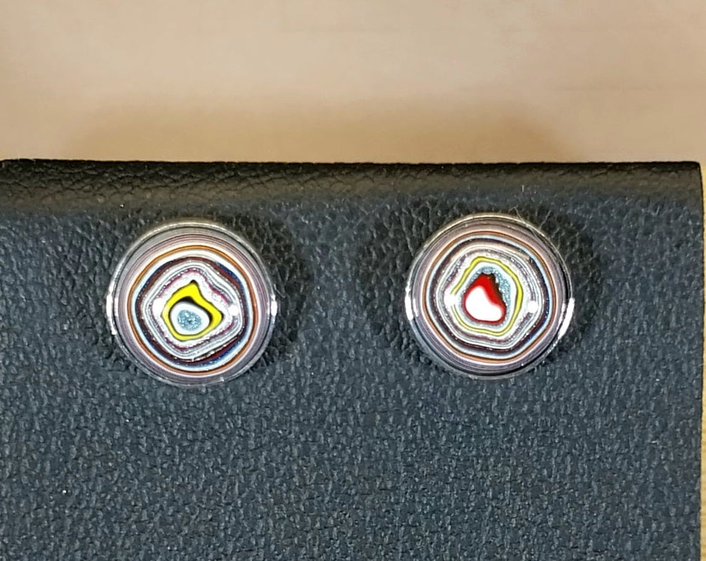 Fordite Earring, Solid Sterling Silver, Fordite Post Earring EB10