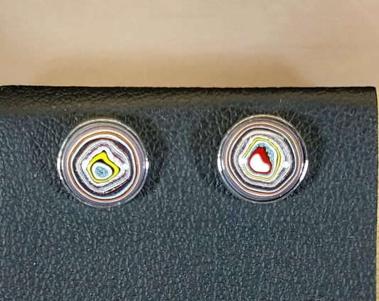 Fordite Earring, Solid Sterling Silver, Fordite Post Earring EB10