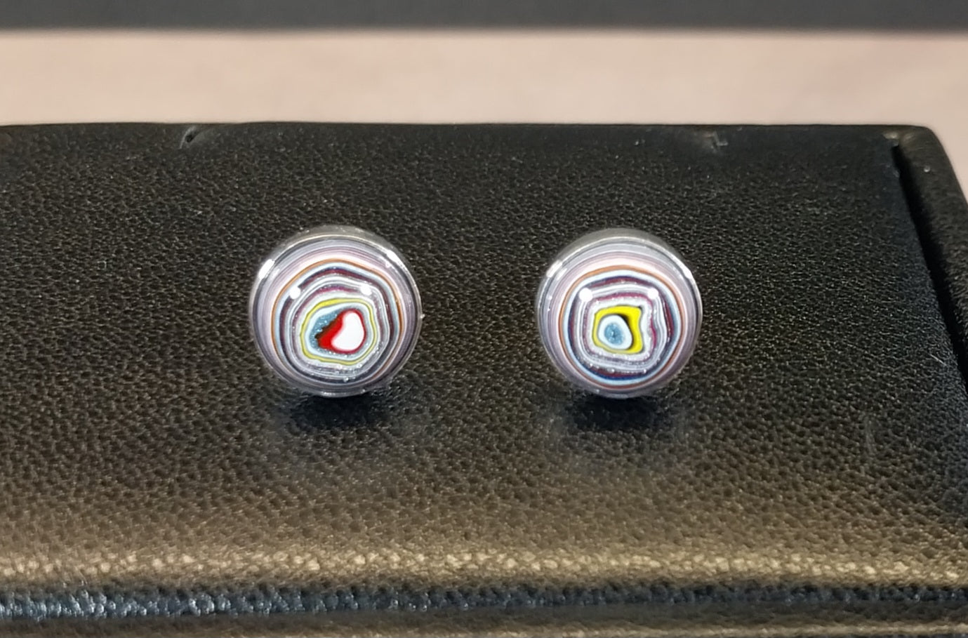 Fordite Earring, Solid Sterling Silver, Fordite Post Earring EB10
