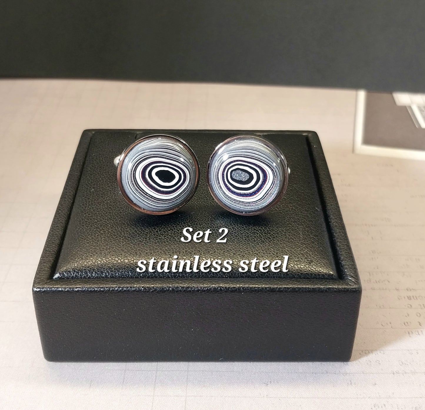 Michigan Fordite Cuff link, Silver or Steel You Pick, Fordite Cufflink, Great Patterns, American Detroit  Agate