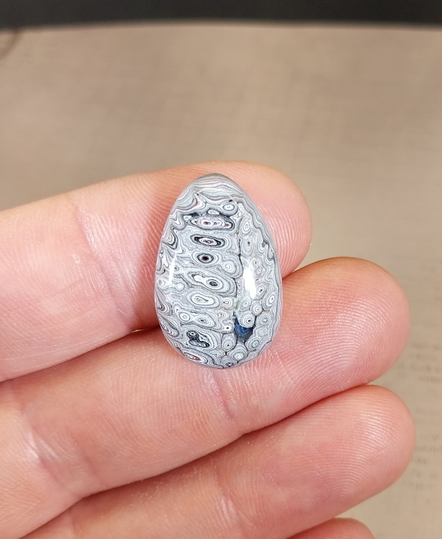 Fordite Cabochon in Domed Teardrop, Happy Agate Studio, EB26