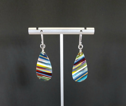 Surfite Earring, Solid Sterling Silver Ear Wires, Recycled Surf Board Resin