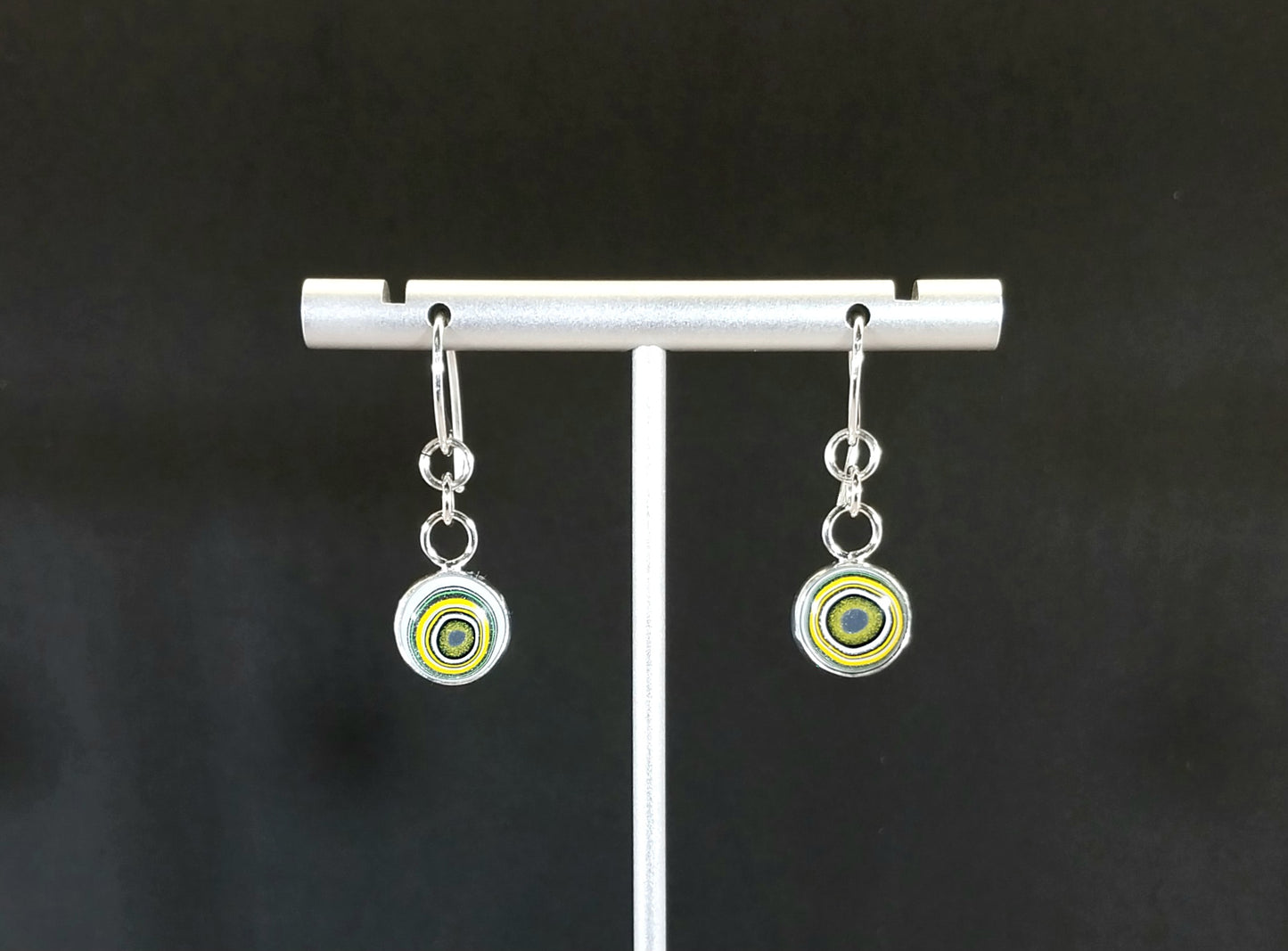 Yellow Fordite Earrings in Solid Silver
