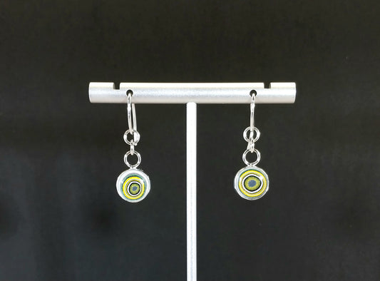 Yellow Fordite Earrings in Solid Silver