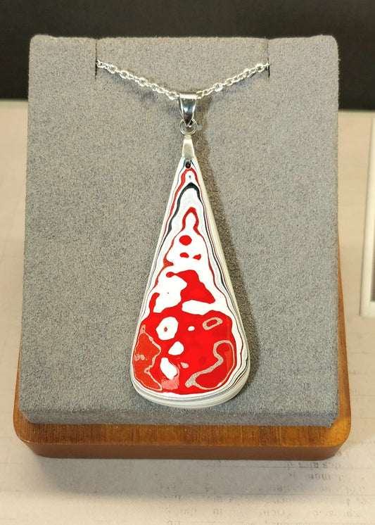 Fordite Necklace with Nice Red