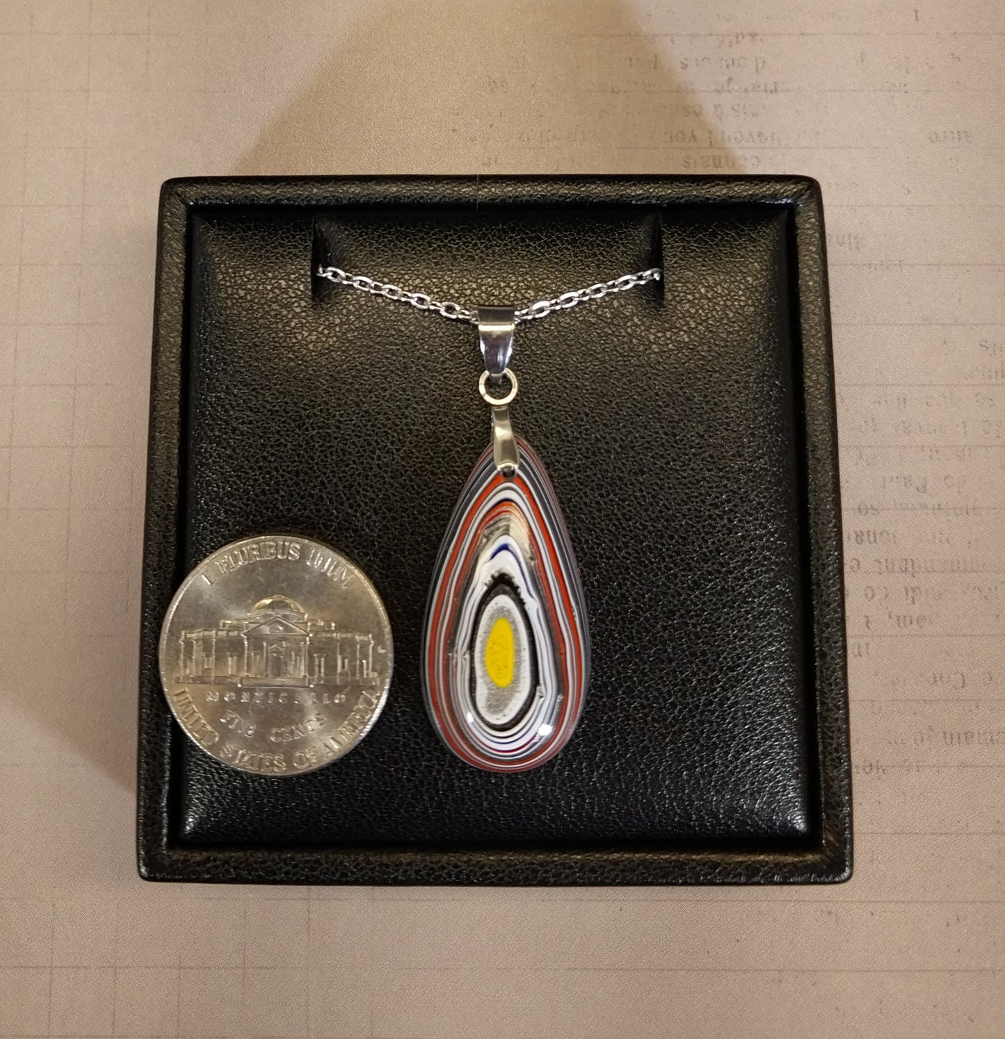 Fordite Pendant With Stainless Steel Chain, EB51