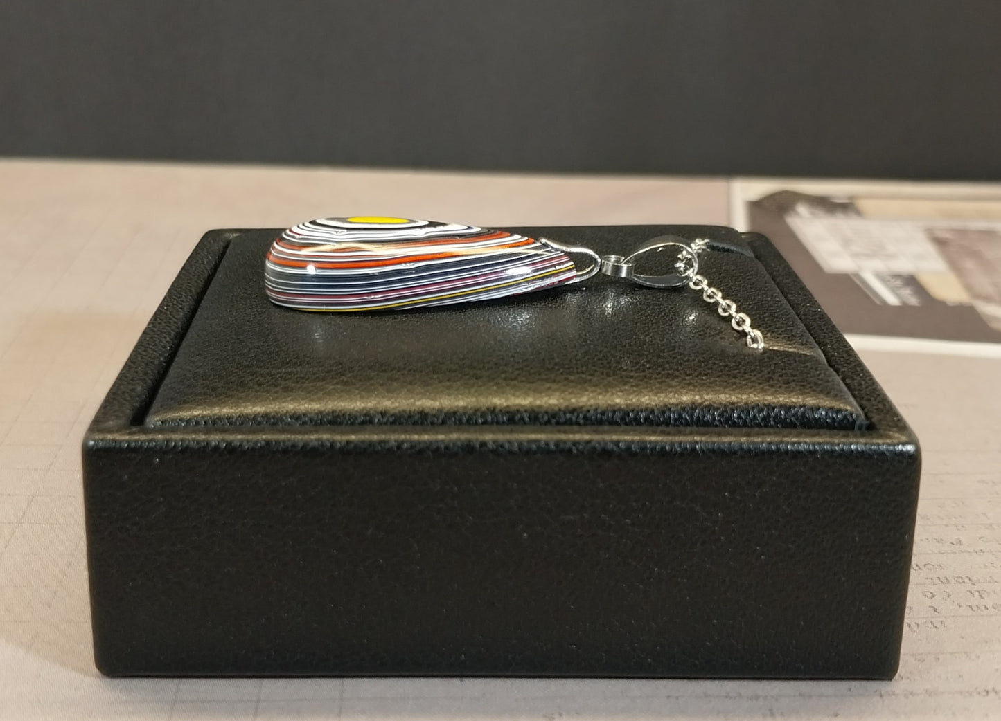 Fordite Pendant With Stainless Steel Chain, EB51