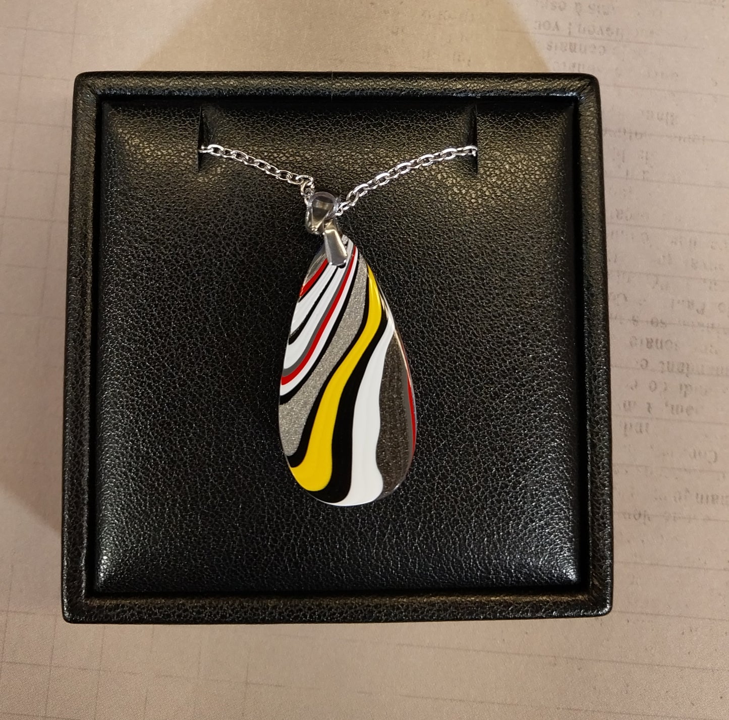 Fordite Pendant With Stainless Steel Chain, EB51