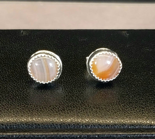 Lake Superior Agate Earrings in Sterling Silver