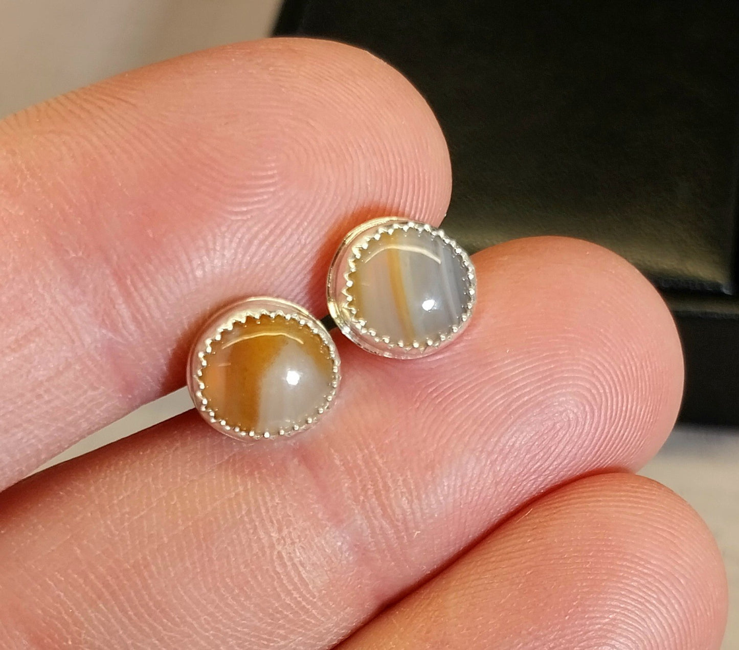 Lake Superior Agate Earrings in Sterling Silver