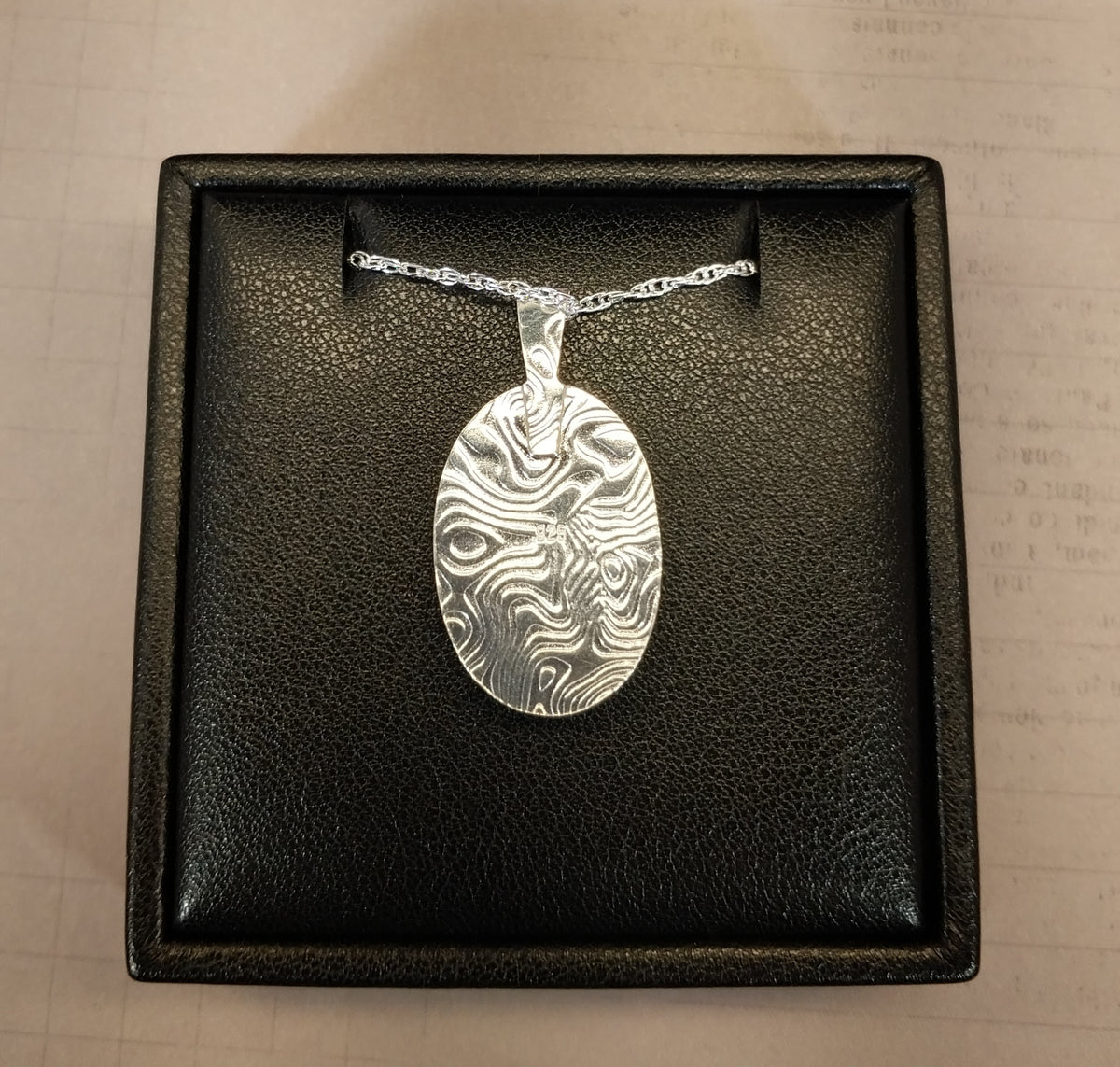 Fordite Sterling Silver Necklace, Bird Pattern