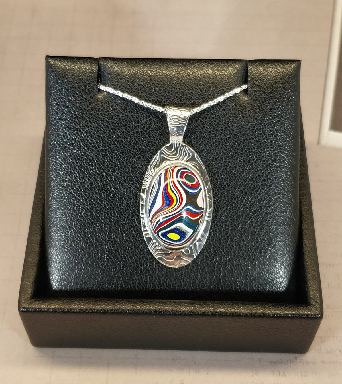 Fordite Necklace with Michigan Sourced Fordite and Rare Motorcycle Color