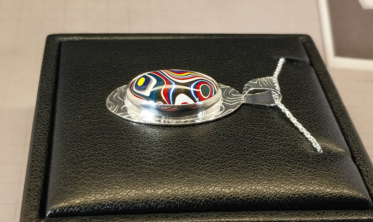 Fordite Necklace with Michigan Sourced Fordite and Rare Motorcycle Color