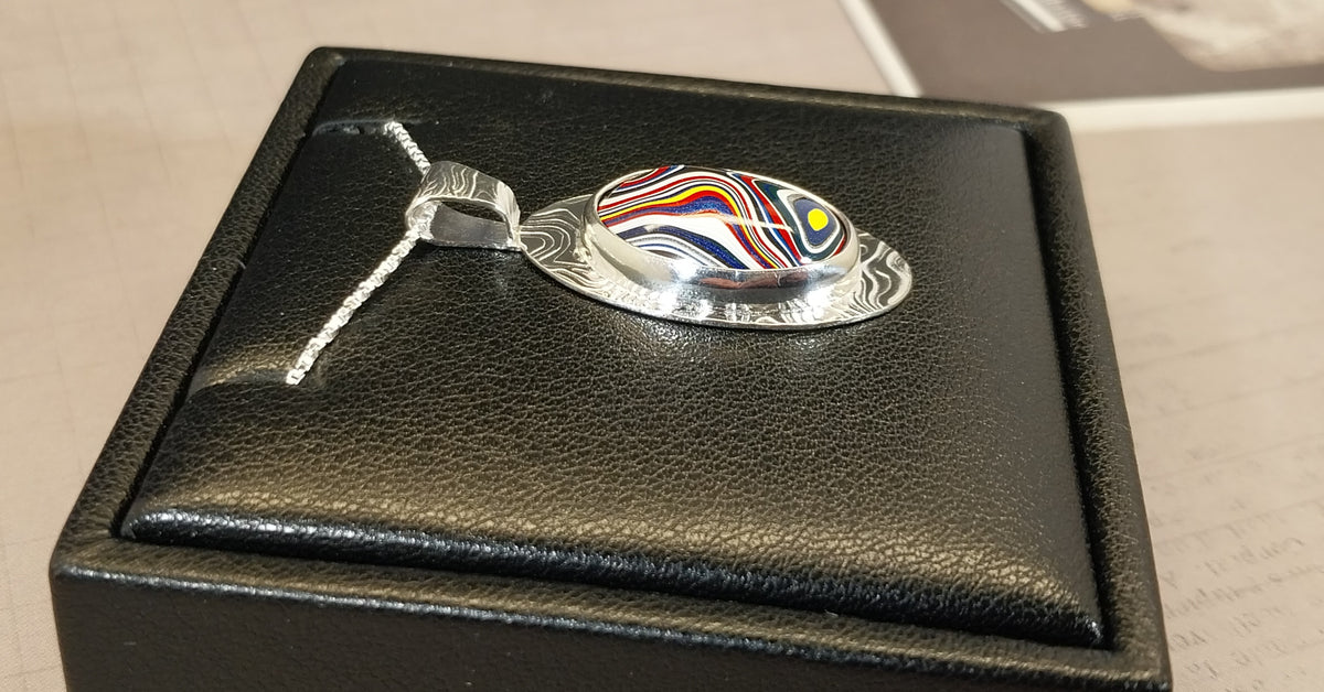 Fordite Necklace with Michigan Sourced Fordite and Rare Motorcycle Color
