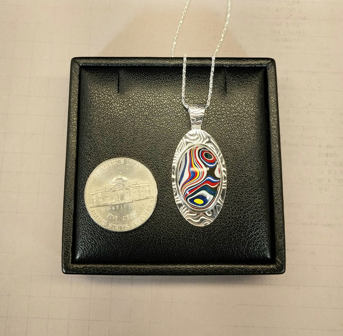 Fordite Necklace with Michigan Sourced Fordite and Rare Motorcycle Color