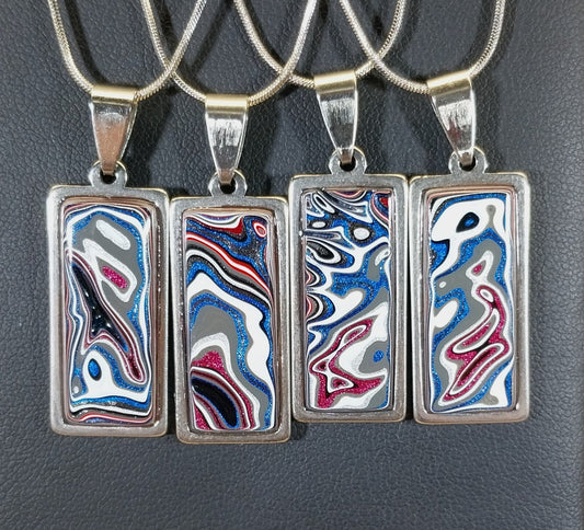 Fordite Necklace, Rectangles