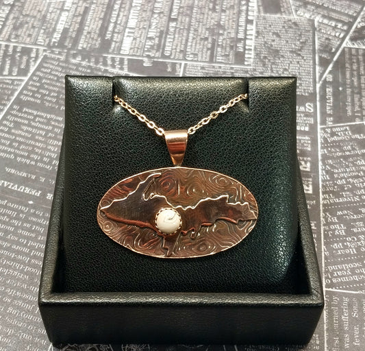 Upper Peninsula Michigan Necklace, Yooper Gift, Copper With Lake Superior Agate