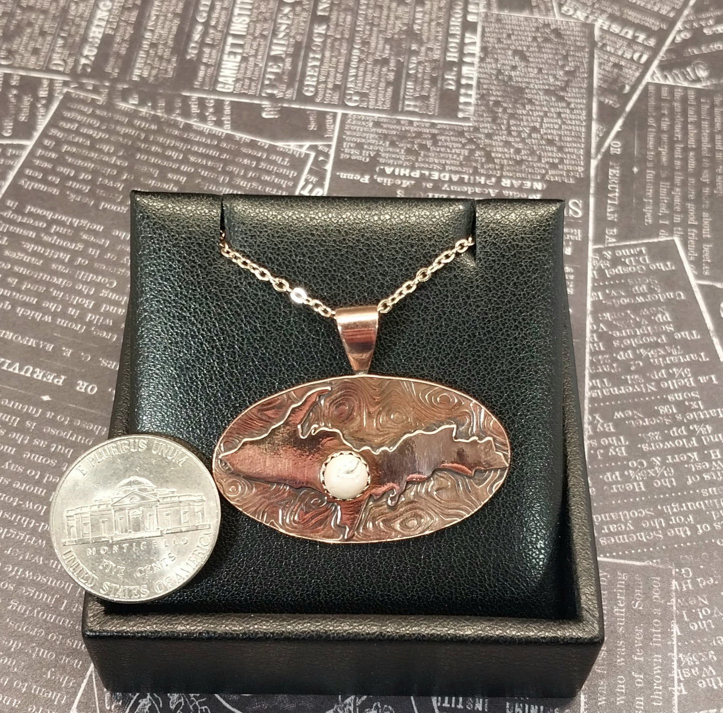 Upper Peninsula Michigan Necklace, Yooper Gift, Copper With Lake Superior Agate