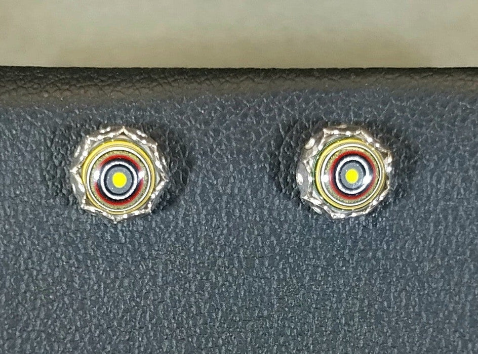Fordite Earring, Solid Silver, Bright Colors, Fordite Stud Earrings
