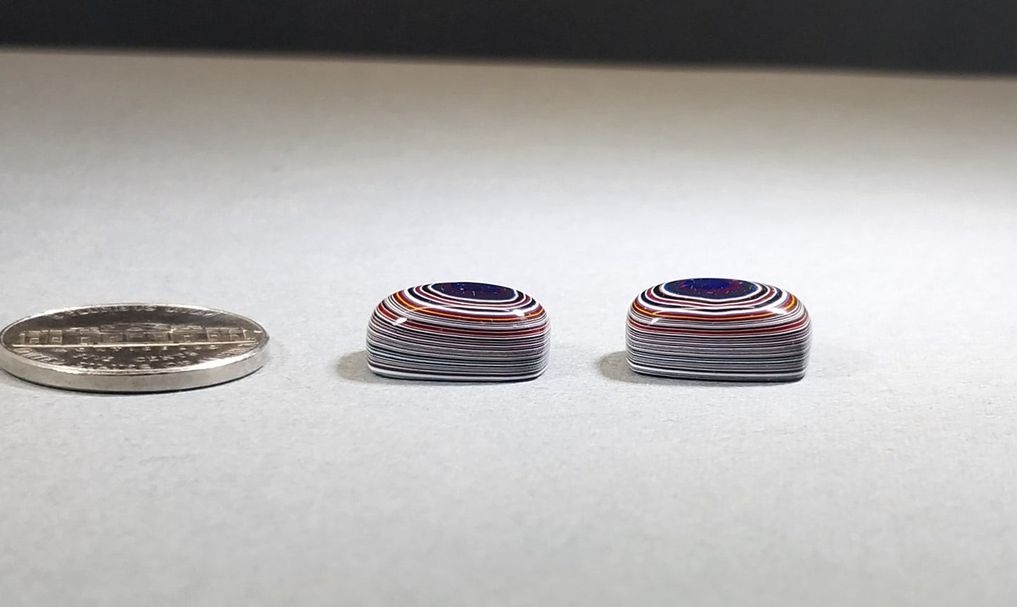 Fordite Cabochon Set, Rectangles, Semi Truck Fordite