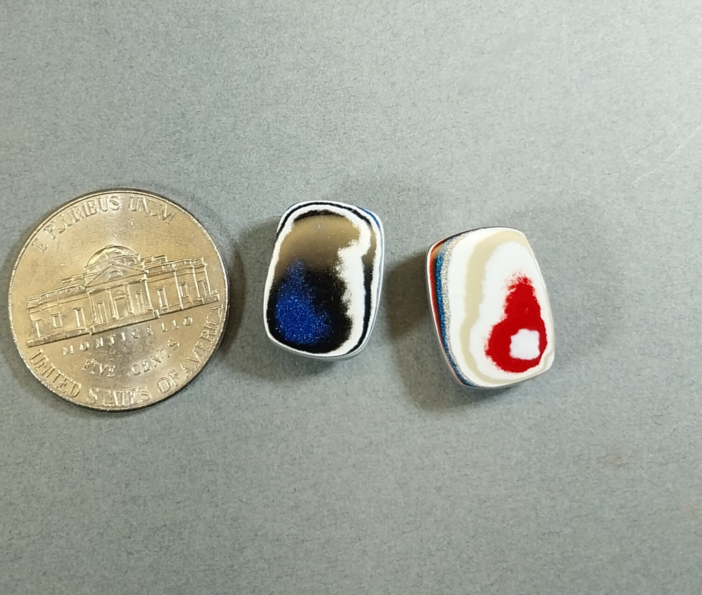 Fordite Cabochon Set, Rectangles, Semi Truck Fordite