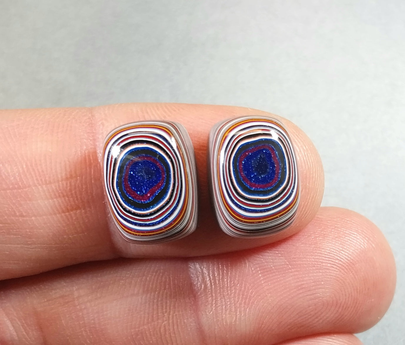 Fordite Cabochon Set, Rectangles, Semi Truck Fordite