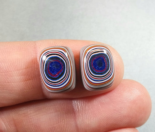 Fordite Cabochon Set, Rectangles, Semi Truck Fordite
