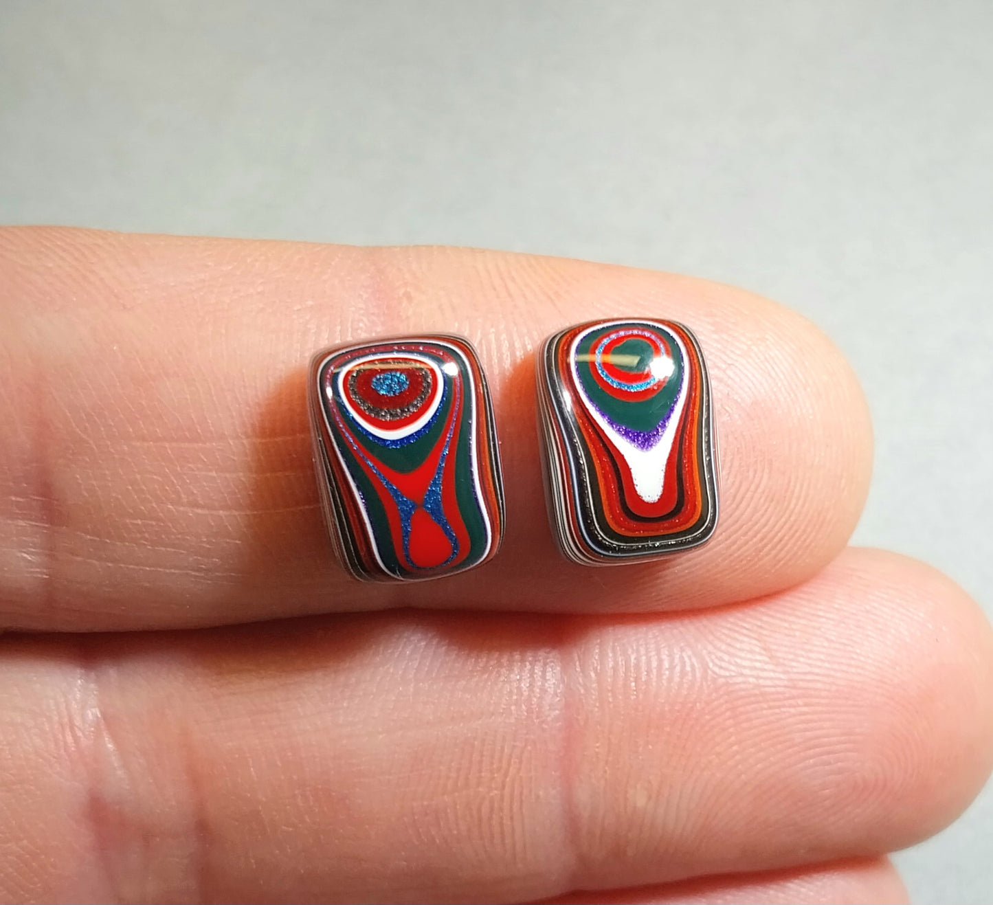 Fordite Cabochon Set, Small Premium Rectangles