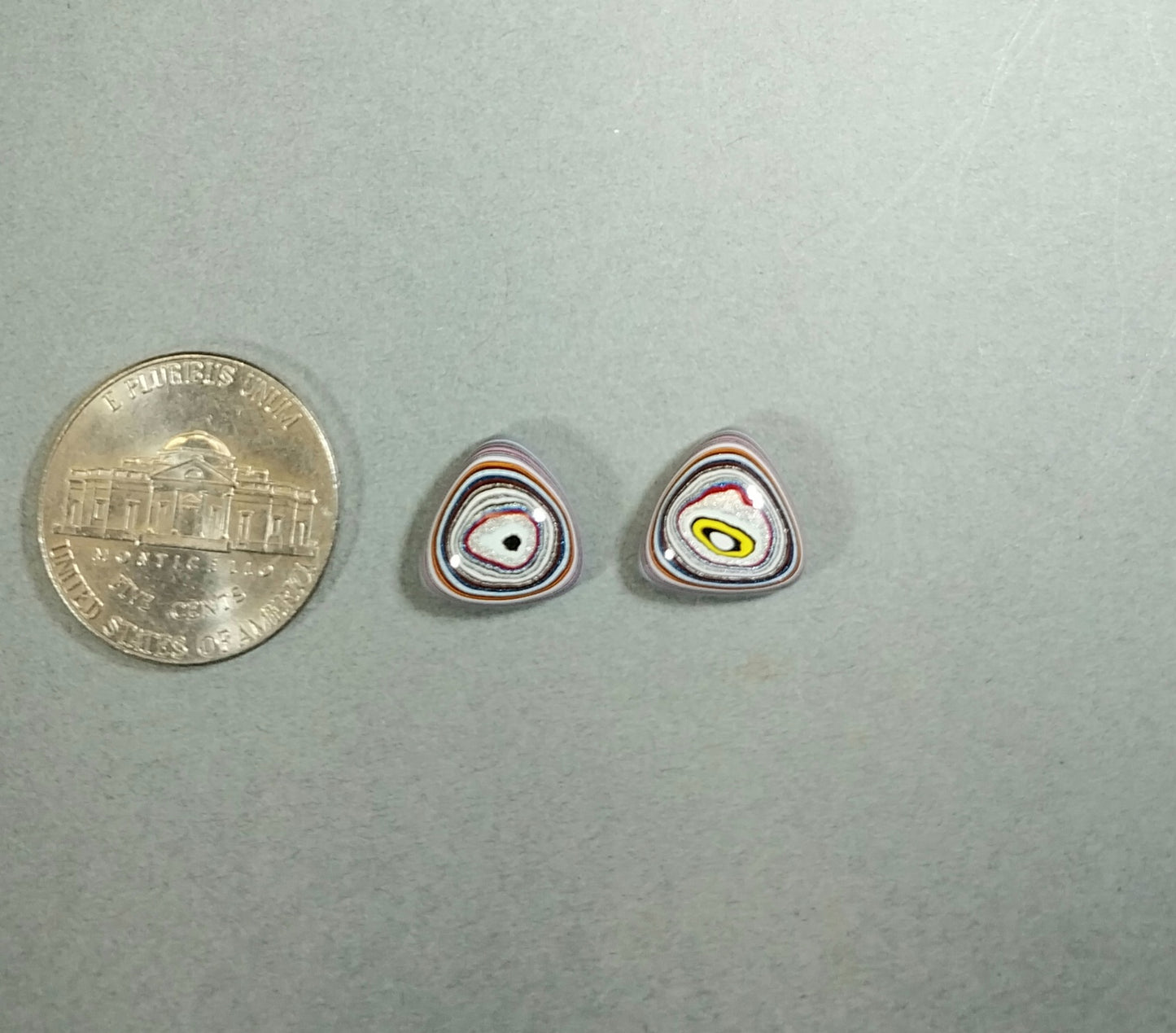 Fordite Cabochon Set Domed Triangles