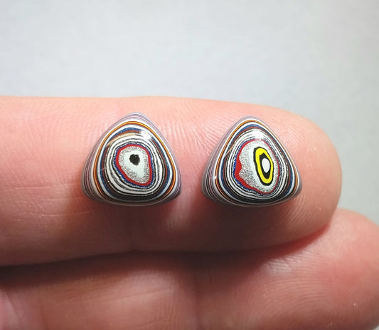Fordite Cabochon Set Domed Triangles