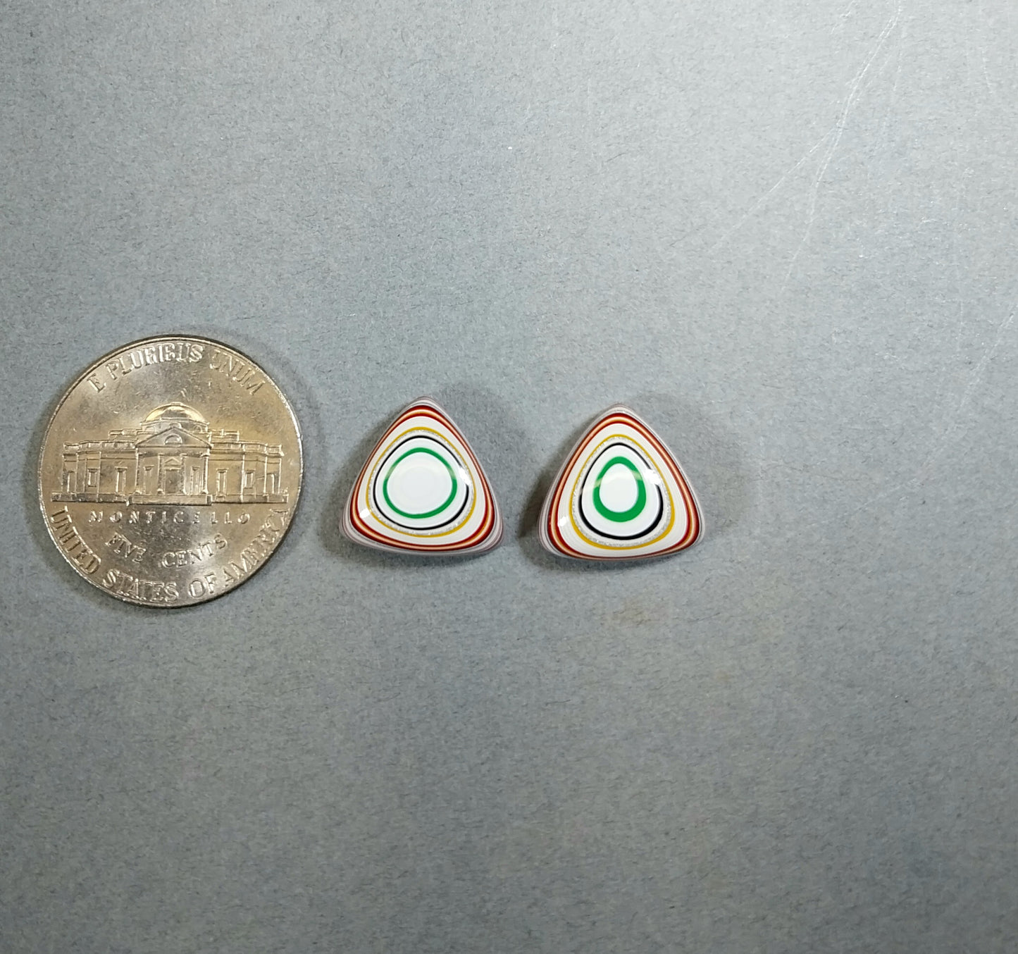 Fordite Cabochon Pair, Triangle Fordite Cabochons, Cabochon Set, Fordite Cabochon Pair