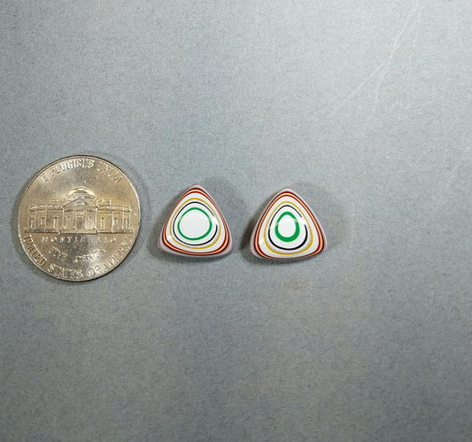 Fordite Cabochon Pair, Triangle Fordite Cabochons, Cabochon Set, Fordite Cabochon Pair