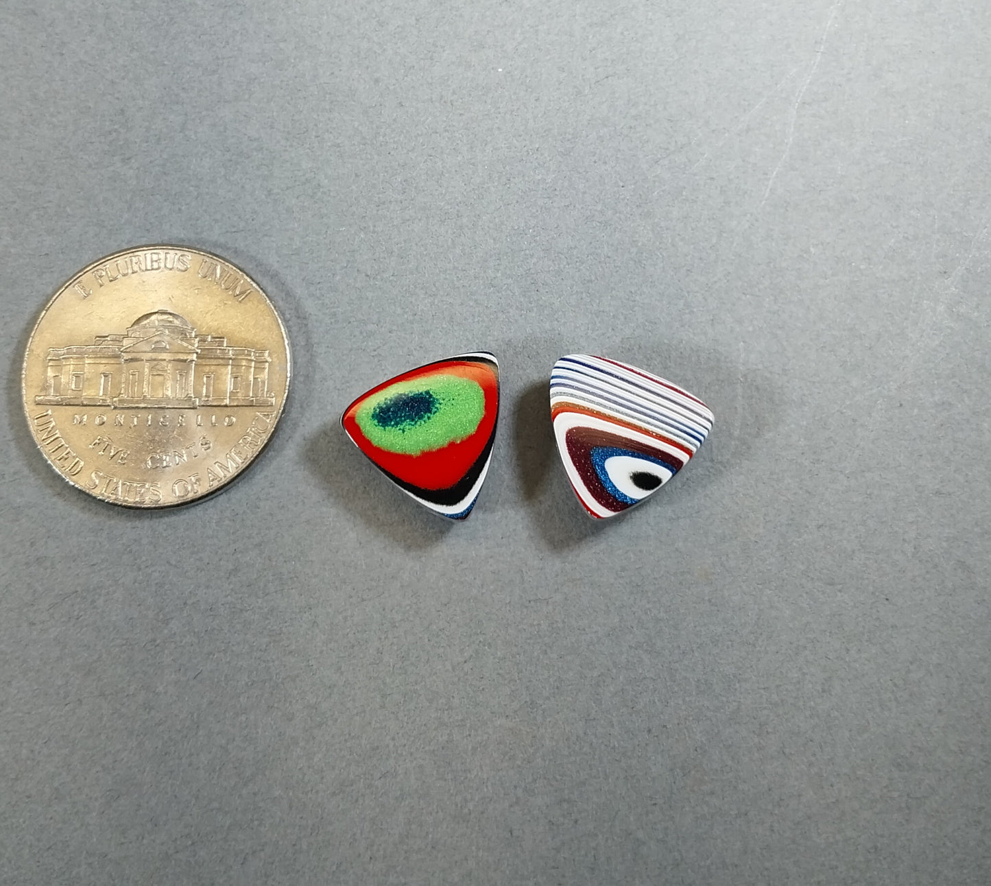 Fordite Cabochon Pair, Triangle Fordite Cabochons, Cabochon Set, Fordite Cabochon Pair