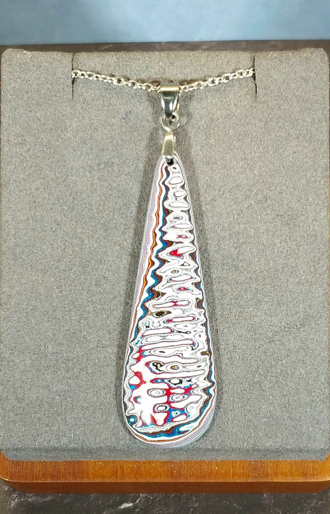 Fordite Stainless Steel Necklace, Recycled EB34
