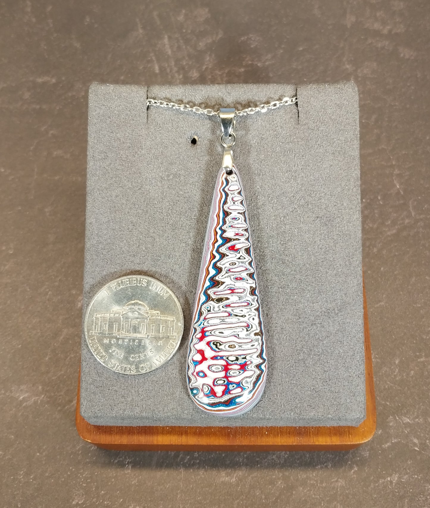 Fordite Stainless Steel Necklace, Recycled EB34