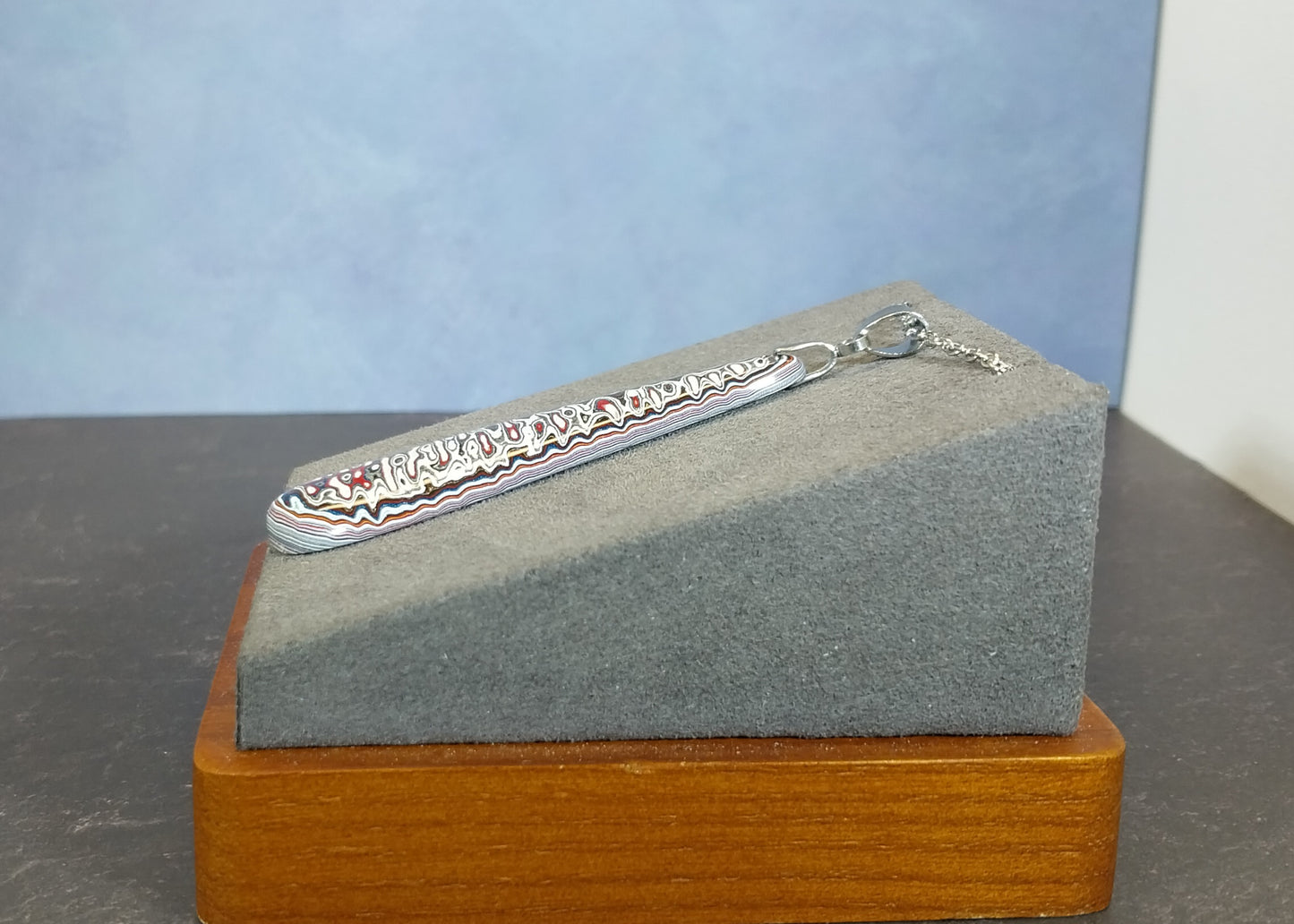 Fordite Stainless Steel Necklace, Recycled EB34