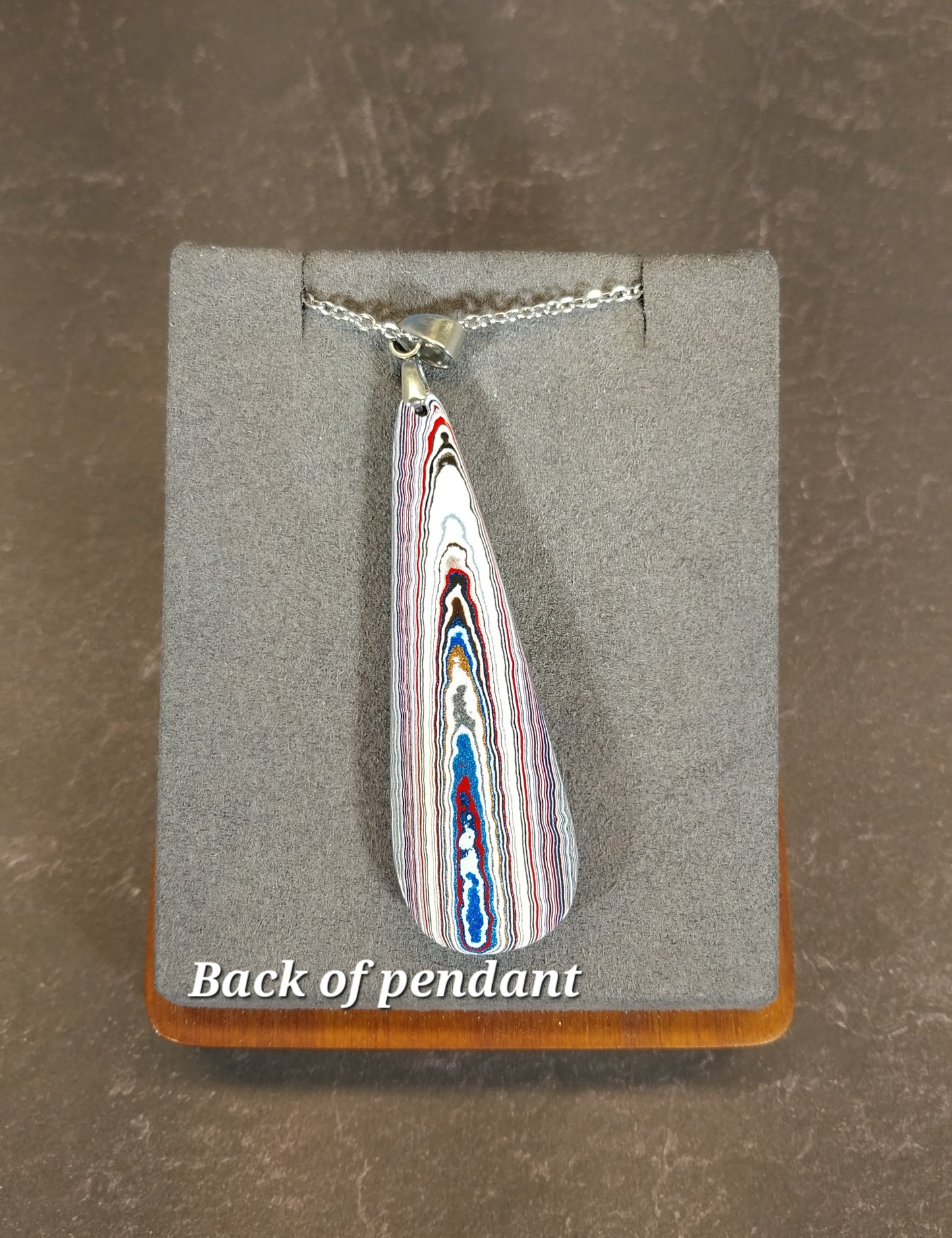 Fordite Stainless Steel Necklace, Recycled EB34