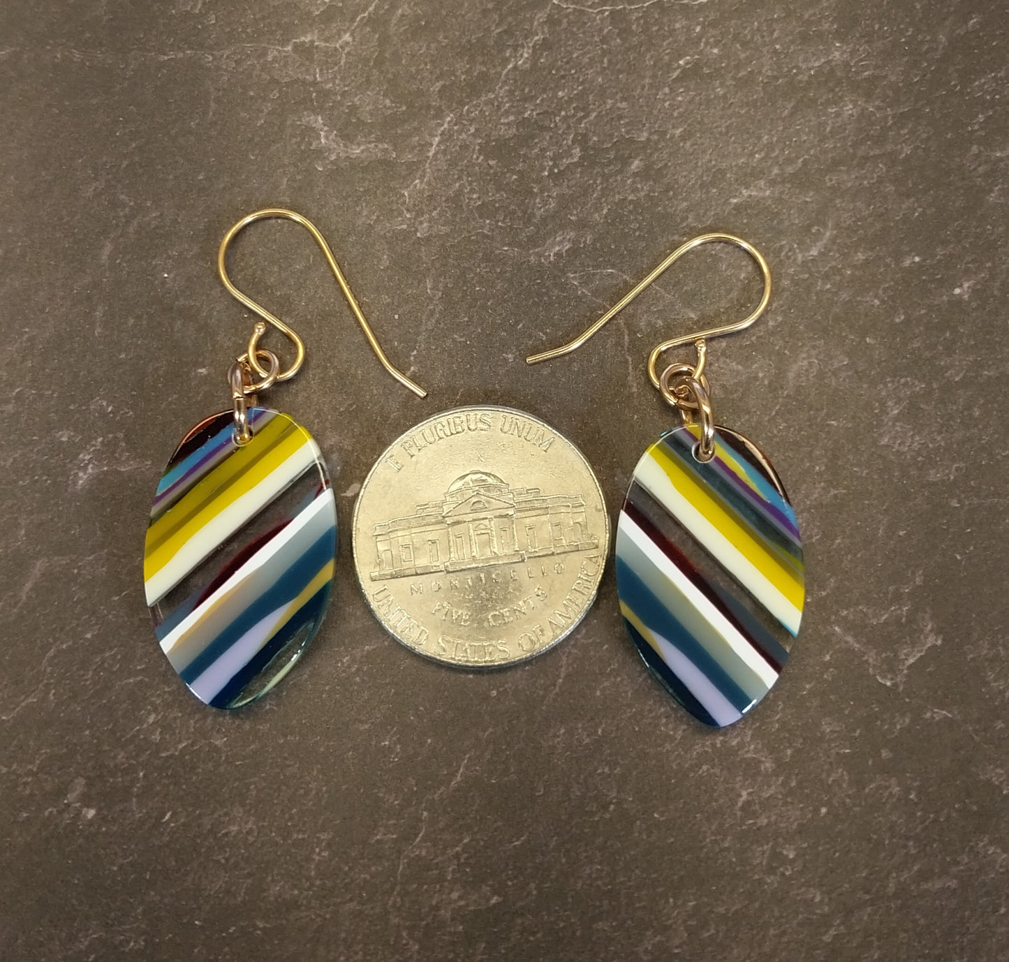 Surfite Earring, Rose Gold Filled Ear Wires, Recycled Surf Board Resin
