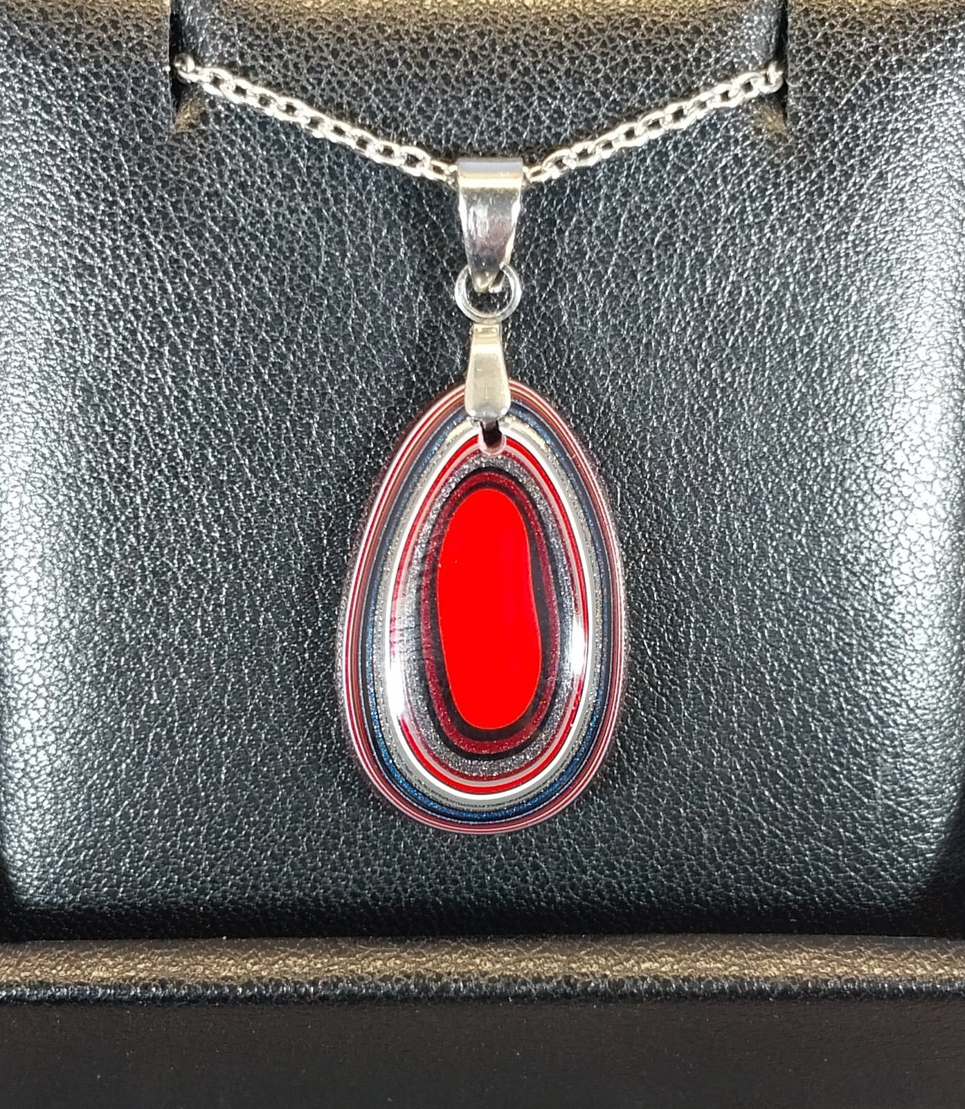 Fordite Necklace, Teardrop Shape, USA Handmade, EB93