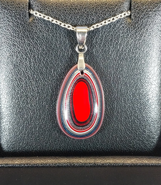 Fordite Necklace, Teardrop Shape, USA Handmade, EB93