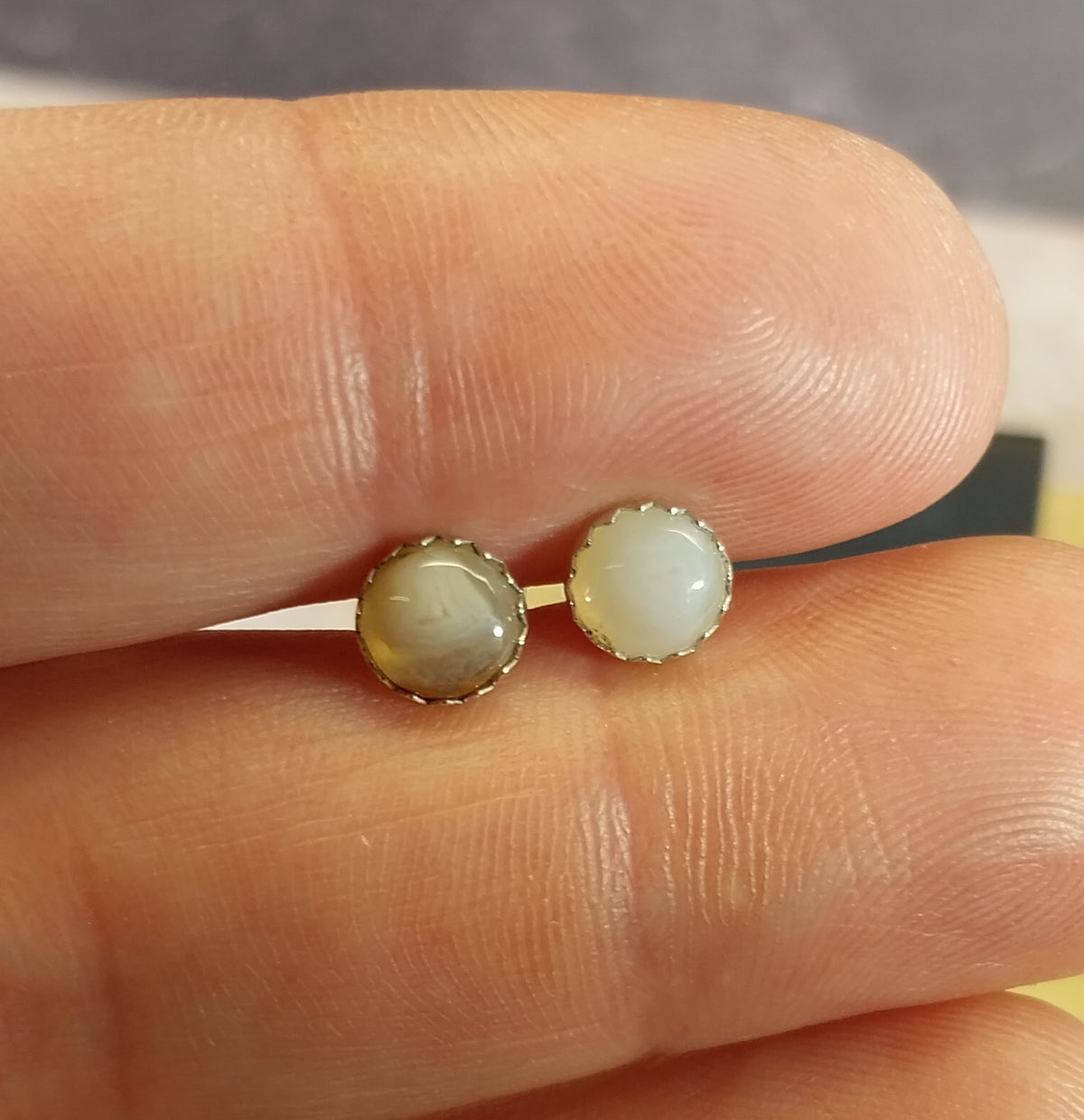Lake Superior Agate Earrings, Solid Sterling Silver