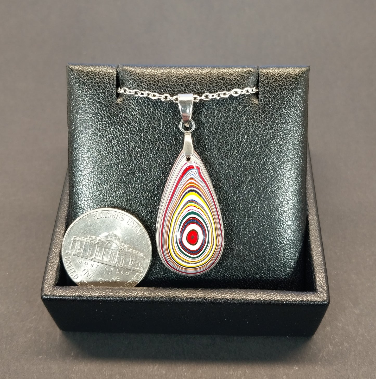Fordite Necklace, Happy Agate Studio, USA Handmade, Recycled EB28