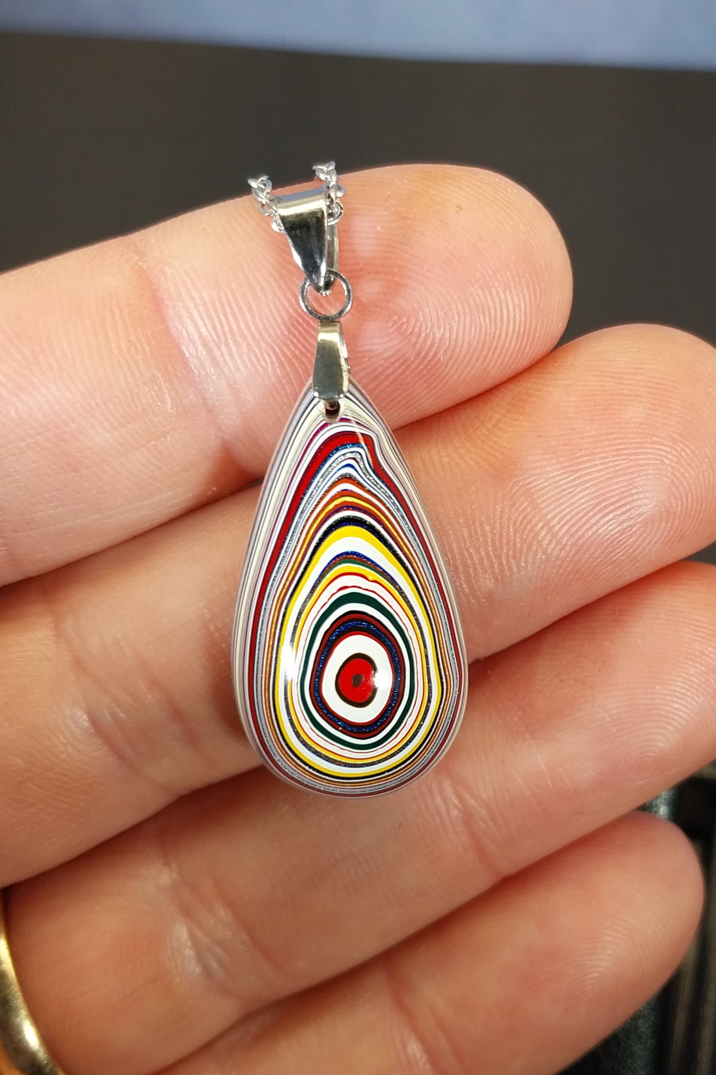 Fordite Necklace, Happy Agate Studio, USA Handmade, Recycled EB28