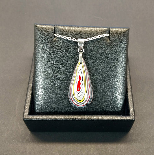 Fordite Necklace, Ohio Motor Agate, USA Veteran Handmade EB43