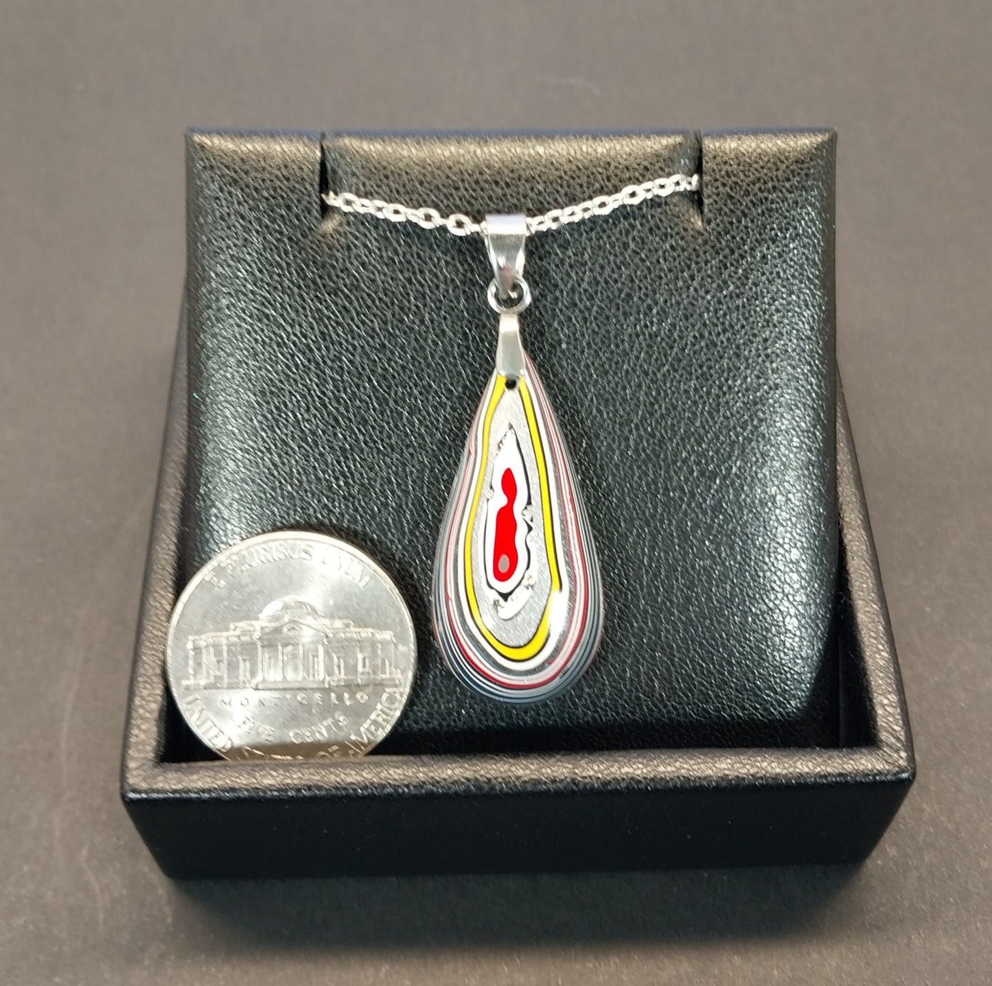 Fordite Necklace, Ohio Motor Agate, USA Veteran Handmade EB43