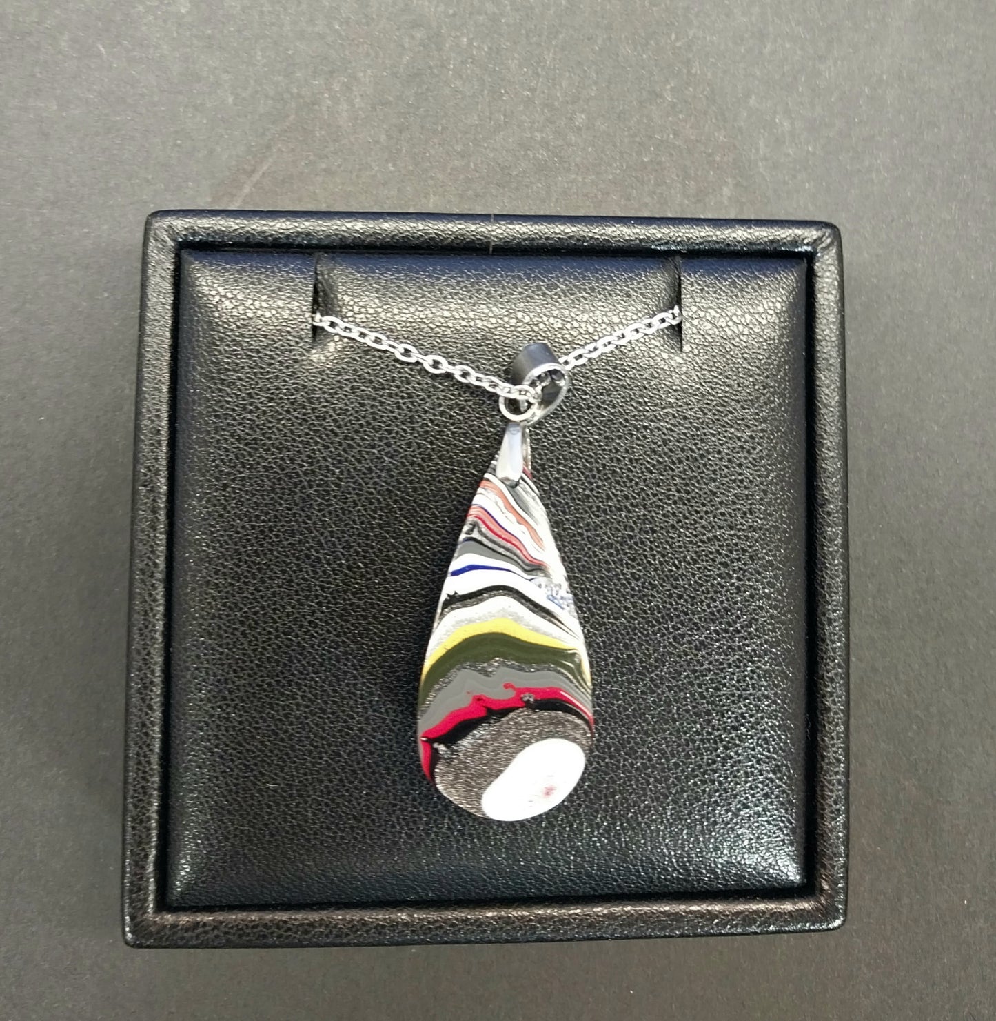 Fordite Necklace, Ohio Motor Agate, USA Veteran Handmade EB43