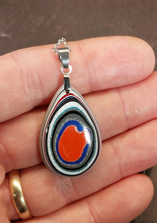 Ohio Fordite Necklace, Unique Shape, EB95