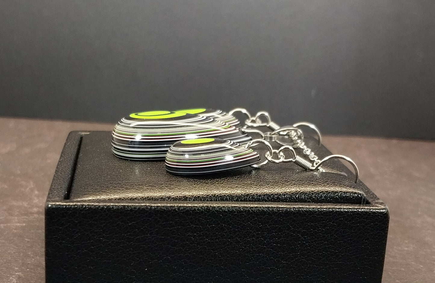 Fordite Set, Stainless Steel, Fordite Necklace and Earrings
