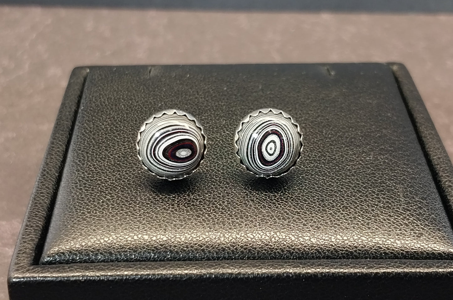 Fordite Silver Stud Earrings