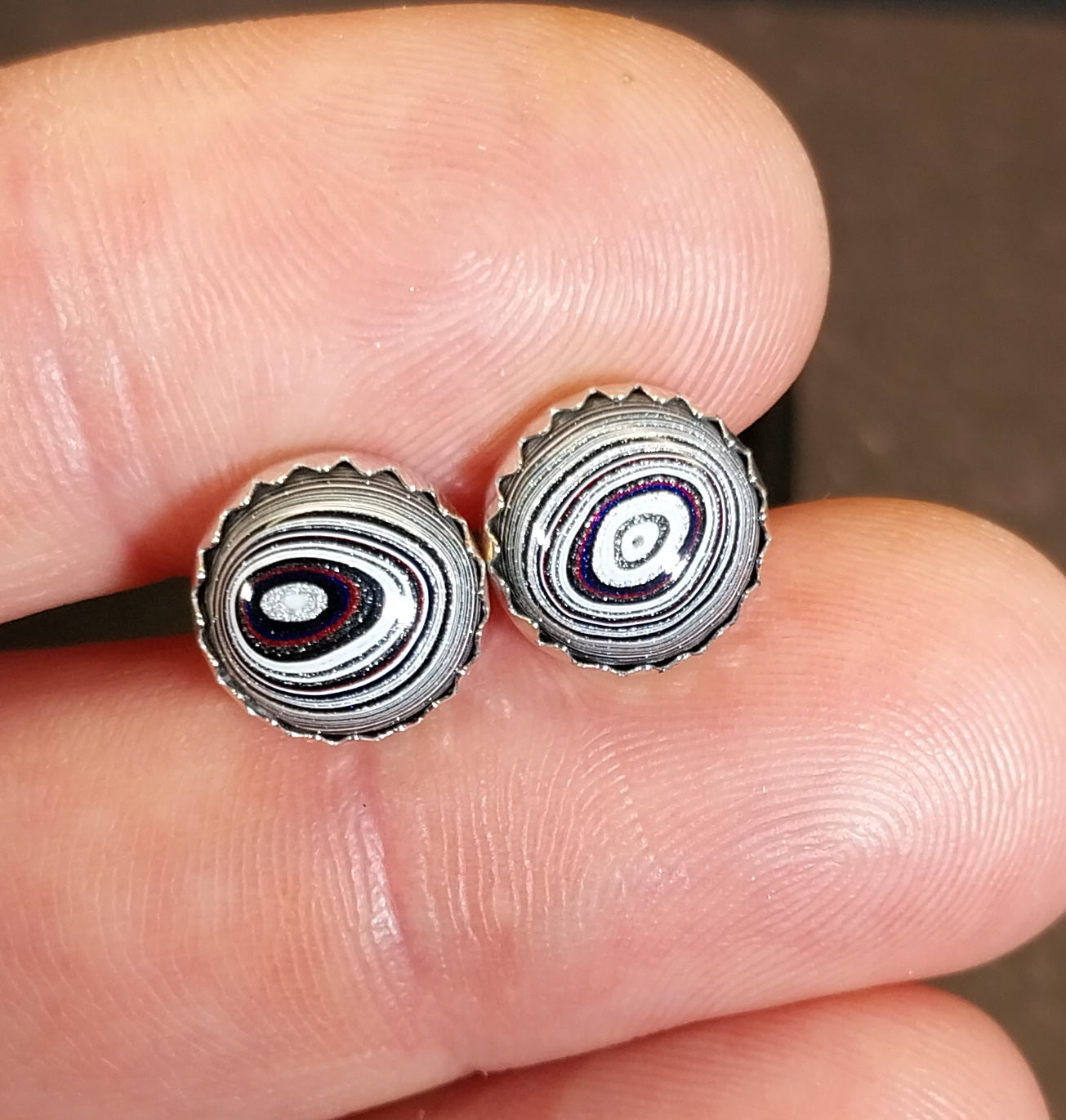 Fordite Silver Stud Earrings